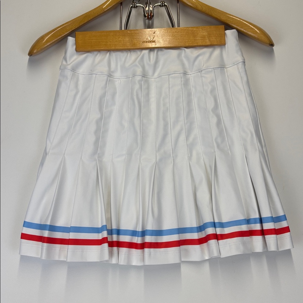 SMITH & QUINN White Pleated Tennis Skirt Skort with Red and Blue Stripes Size XS